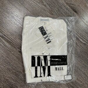 Vintage International Male Lace-Up Shirt – Size M – White – Brand New Sealed